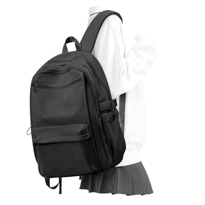 Simple Black School Backpack For Women,Lightweight College Backpack,High School Bag For Teens Boys Girls,Casual daypack Small Travel Backpacks Men Bookbag - color: A1-black