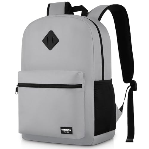 Unisex School Backpack,Classic Bookbag Adults and Teens Schoolbag with USB Port for High School College Office Work Travel - color: Gray, size: 15.6 inch
