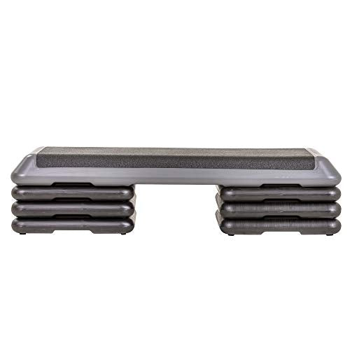 The Original STEP Exercise Step Platform, Health Club Size Stepper for Exercise at Home with 4 Stackable Risers for Height Adjustments - color: Grey, style: 6 Risers