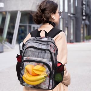 Clear Backpack, Clear Bag Stadium Large See Through Bookbag Heavy Duty PVC Transparent Backpacks for School - color: Black-1pack