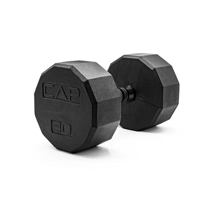 CAP Barbell Coated Hex Dumbbell Weight - Single | 10-120 lbs | Multiple Options - size: 30 lb, style: 12-Sided - Black Handle