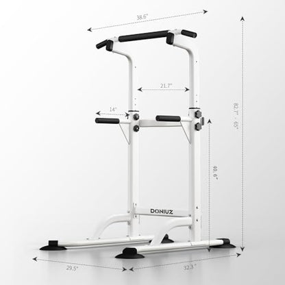 DONIUZ Power Tower Pull Up Bar and Dip Station, Multi-Function Home Gym, Strength Training Fitness Equipment, Height Adjustable - color: White