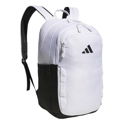adidas Amplifier Backpack for Laptop, School and Gym, 28L, White/Black/Regular, OSFA - color: White/Black/Regular