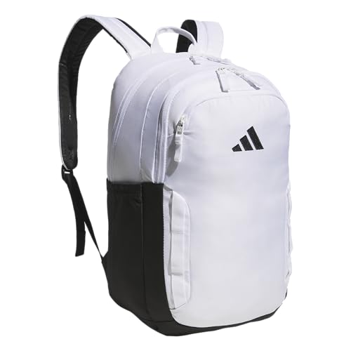 adidas Amplifier Backpack for Laptop, School and Gym, 28L, White/Black/Regular, OSFA - color: White/Black/Regular