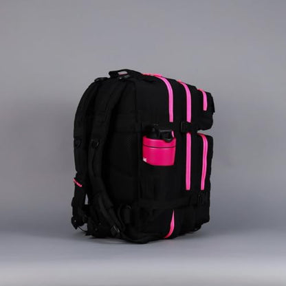 WOLFpak 45L Athletic Gym Backpack (Neon Pink) Durable 1000D Waterproof Oxford Material with MOLLE Webbing, Laptop Pocket & Dual Cup Holders, Durable Fitness/Travel/Military Daypack - color: Neon Pink