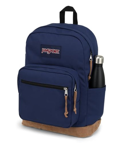 JanSport Right Pack Backpack - Durable Daypack with Padded 15" Laptop Sleeve, Spacious Main Compartment & Integrated Water Bottle Pocket - Navy - color: Navy