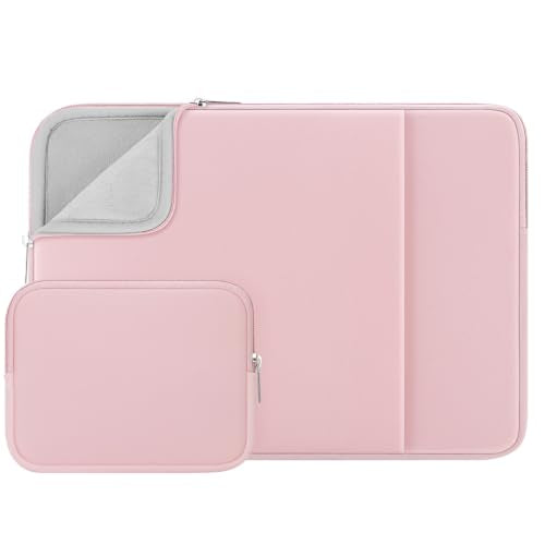 RAINYEAR 13 Inch Laptop Sleeve with Pocket & Accessories Pouch, Light Pink - color: Light Pink(Upgraded Version), size: 13"