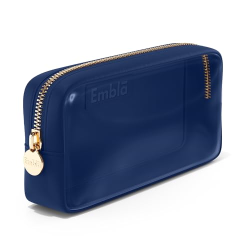 Embla Medium Clear Makeup Bag Travel for Toiletries Cute Make Up Nylon Organizer Pouches Quart Size Cosmetic Bags for Women Girls Zipper Toiletry Skincare Pouch Organizer for Purse Navy Blue - color: Sapphire, size: Small