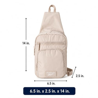 Reebok Unisex Crossbody Bag - Convertible Compact Durable Cross Body Bag for Women and Men - Gym and Travel Essentials, Size One Size, Cosmos Stucco - color: Cosmos Stucco