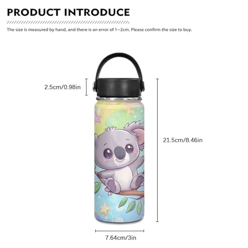 Flashideas Cute Koala Backpack for Girls Kids Backpack with Lunch Box 32oz Stainless Steel Water Bottle and Water Bottle Bag 4Pcs Set 17" Large Capacity Elementary Bookbag with Compartments for School - color: Cute Koala