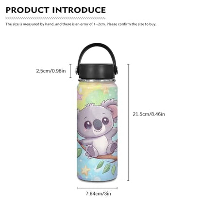 Flashideas Cute Koala Backpack for Girls Kids Backpack with Lunch Box 32oz Stainless Steel Water Bottle and Water Bottle Bag 4Pcs Set 17" Large Capacity Elementary Bookbag with Compartments for School - color: Cute Koala