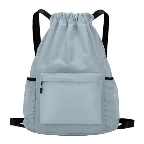 Tygelluis Drawstring Backpack, Waterproof Gym Bag with Water Bottle Pocket for Women Men, Pull String Sport Bag for Swim, Soccer and Basketball, Light Gray - color: Light Gray1