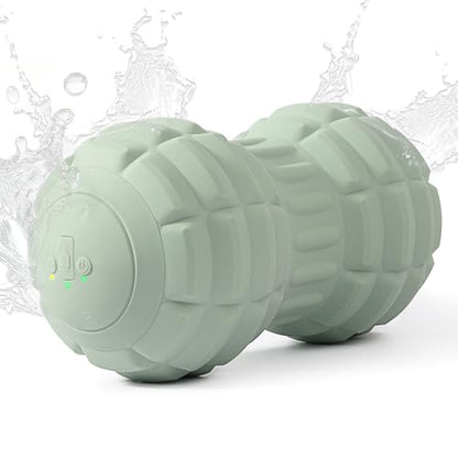 Silicone Vibrating Peanut Massage Ball Roller, Green | Water Resistant , Electric Double Lacrosse Massage Ball, 4 Intensities, For Muscle Tightness Deep Tissue, For Foot Back Hip - color: Green