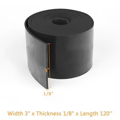 HooTown Solid Rubber Sheets Strips, 3” Wide x 1/8" Thick x 120” Long Neoprene Rubber Rolls Perfect for DIY Gasket Material, Sealing, Liner, Shield, Padding, Mat for Weather Stripping, No Adhesive - size: 3” Wide x 120” Long, style: 1/8" Thick