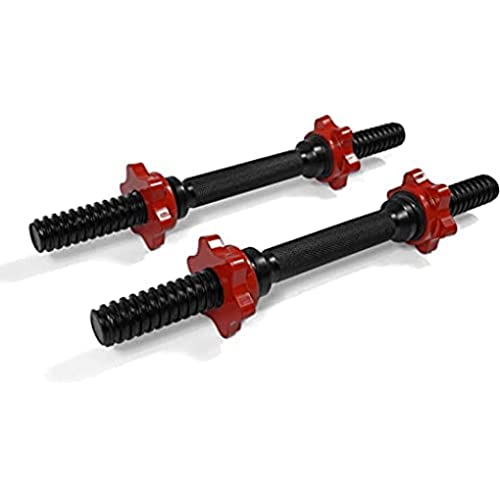 Yes4All Threaded Dumbbell Handles, Adjustable Dumbbell Bar Pair, 14/16/18/24-Inch Sizes, Fits 1" or 1.15" Plates, Non-Slip Grip, Secure Star-Lock Collars - color: 14" - Chrome - Black, size: 1 inch