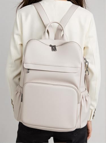Anti-Theft Backpack Purse for Women, Convertible 3-in-1 Vegan Leather Backpack with Hidden Zipper, Adjustable Shoulder & Crossbody Bag for Travel and Daily Commute - color: A Two Toned Apricot
