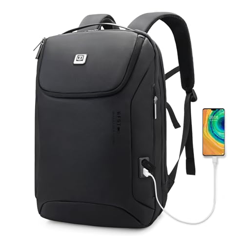 Slim Business Laptop Backpack for Men Women,15.6/17.3 inch Professional Work Bag,180° Full Open TSA Friendly Office Daypack,Water Resistant Minimalist Commuter Backpack with USB Port,Black - color: Black-5