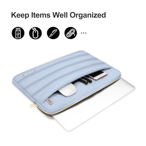 MOSISO Laptop Case 16 inch, 15-15.6 inch Puffy Laptop Sleeve Compatible with MacBook Pro 16 M5 M4 M3 M2 M1, HP Dell ASUS Acer Toshiba Lenovo, Polyester Horizontal Bag with Small Case, Baby Blue - color: Baby Blue, size: 16 inch