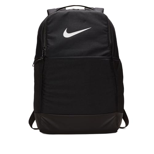 Nike Brasilia Medium Training Backpack for Women and Men with Secure Storage & Water Resistant Coating, Black/Black/White - color: Black/Black/White