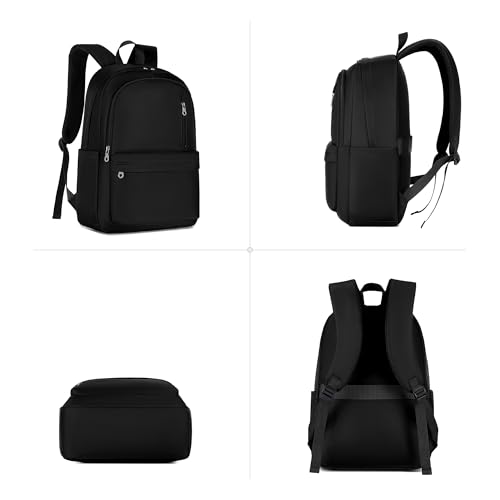 BAGOK Lightweight Nylon Backpack for Women & Men – Foldable, Large Capacity, Ideal for School, Travel & Work - color: Black