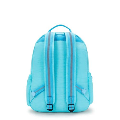 Kipling Women's Seoul Bts 15" Laptop Backpack, Durable, Roomy with Padded Shoulder Straps, Built-In Protective Sleeve - color: Poppy Aqua, size: 12.75''L x 17.25''H x 8''D