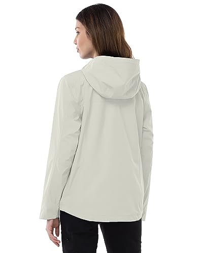 Outdoor Ventures Packable Rain Jacket Women Lightweight Waterproof Raincoat with Hood Cycling Bike Jacket - color: Ice Grey, size: Small