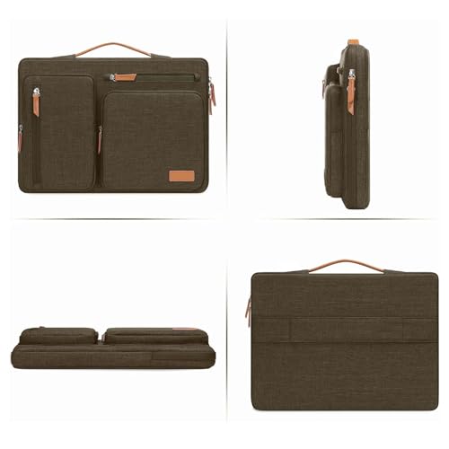 MOSISO 360 Protective Laptop Case 17.3 inch, 17-17.3 inch Laptop Sleeve Compatible with Dell, HP, Lenovo, Asus, Acer, Alienware, Side Open Carrying Case with 4 Zipper Pockets&Handle, Carob Brown - color: Carob Brown, size: 17.3 inch