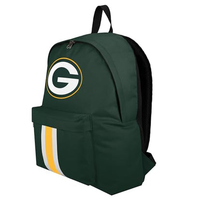 FOCO NFL Officially Licensed Team Color Primary Logo Solid Stripe Football School Bag Travel Backpack - Green Bay Packers - Green - color: Green Bay Packers