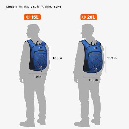 Ultra-Light Soft Daypack 15L/20L, Cushioned Breathable Back Panel Backpack, Lightweight Packable Travel Backpack (Blue, 15L) - color: Blue, size: 15L