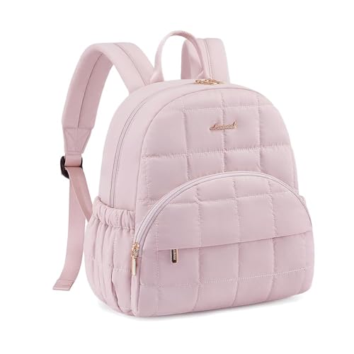 LOVEVOOK Small Backpack Purse for Women, Mini Puffer Backpack with Anti-theft Pocket, Lightweight Quilted Casual Daypack for Daily Work & Travel - color: Pink, size: Large