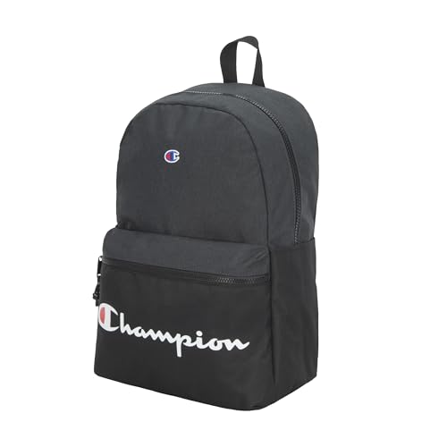 Champion Manuscript Backpack with Padded Adjustable Straps, Water Bottle Pocket for Work, Travel, Daily Use - color: Black