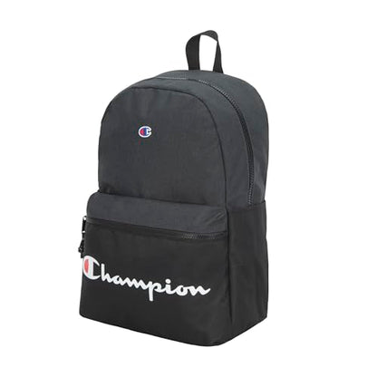 Champion Manuscript Backpack with Padded Adjustable Straps, Water Bottle Pocket for Work, Travel, Daily Use - color: Black