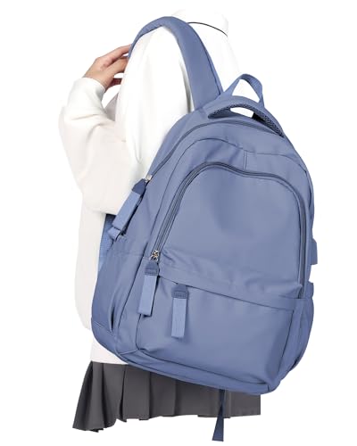 winspansy Simple Cute Backpack for Women Men Waterproof College Bag fit 14 Inch Laptop with USB Charging Port,Violet - color: R1-violet