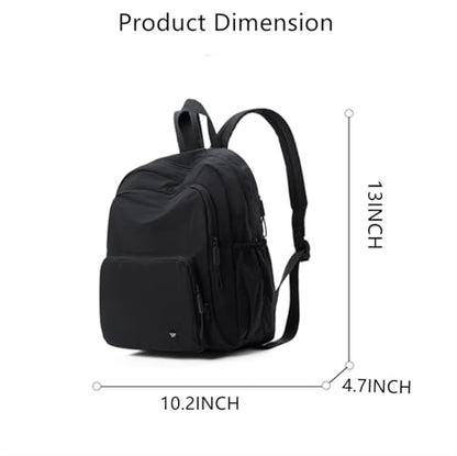Small Nylon Backpack Mini Casual Daypack Lightweight Backpack for Women Travel Purse (Black) - color: Black
