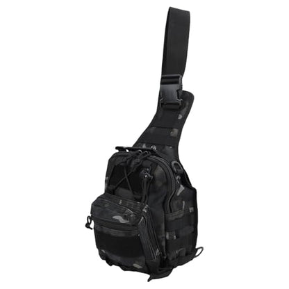 Fishing Chest Bag Outdoor Shoulder Bag Crossbody Chest Pack 20L Nylon Lightweight Storage Backpack with 3 Main Pockets Adjustable Strap for Hiking Camping Cyclin (20L) - color: Black Camo