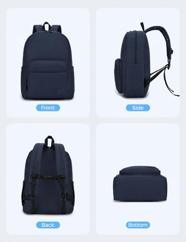 VASCHY School Backpacks, Lightweight Bookbag Schoolbag for Boys Girls Casual Basic Simple Daypack for Men Women Navy - color: Navy