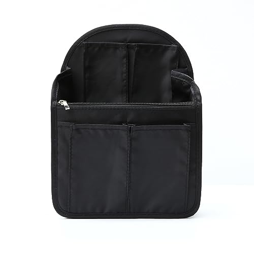 Surblue Backpack Organizer Insert Liner Hanging Travel Rucksack Purse and Handbag Insert Pocket, High-capacity Divider Foldable Nylon Shoulder Bag Organizer for Men and Women, (Black, M) - color: Black, size: M