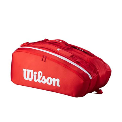 WILSON 2025 Super Tour Red Tennis Racket Bags - size: Racket Bag - Holds up to 15 Rackets