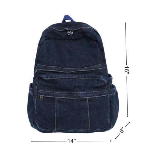 MaxxCloud Women's Heavy Cotton Canvas Laptop Backpack Lightweight Casual Hiking Daypack Travel Bag - color: Dark Blue