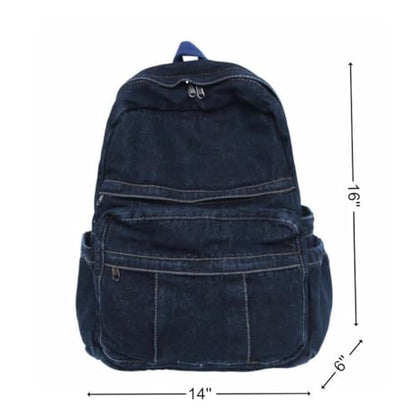 MaxxCloud Women's Heavy Cotton Canvas Laptop Backpack Lightweight Casual Hiking Daypack Travel Bag - color: Dark Blue