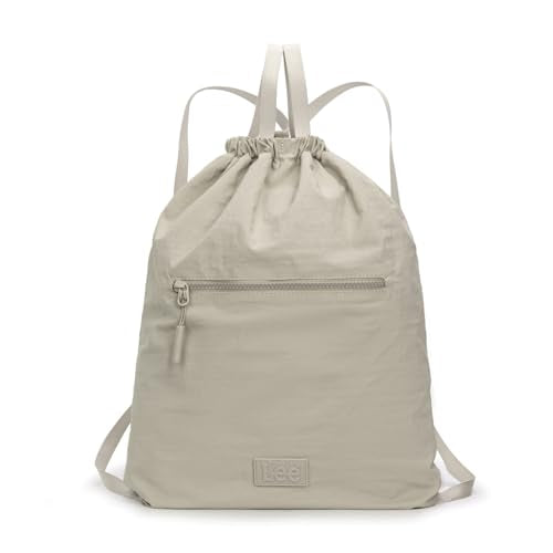 Montana West Lee Drawstring Backpack Bag Lightweight Small Gym Swim Beach Bag Water Resistant Sports Sackpack for Men Women, LEE48-002TN - color: Tan