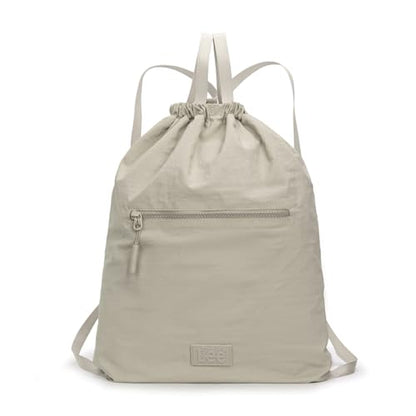 Montana West Lee Drawstring Backpack Bag Lightweight Small Gym Swim Beach Bag Water Resistant Sports Sackpack for Men Women, LEE48-002TN - color: Tan