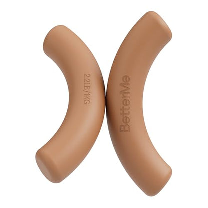 BetterMe Sculpt Dumbbells – 2.2 lb Pair Neoprene Hand Weights – Non-Slip Soft Grip Free Weights for Women – Compact Pilates, Barre & Home Workout Dumbbells - color: Mocha