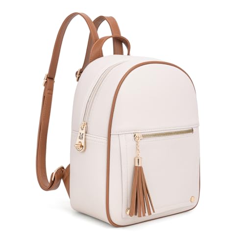 Montana West Mini Cute Backpack for Girls Anti Theft Backpack with Secured Zipper and Tassel - color: Mini Beige & Brown