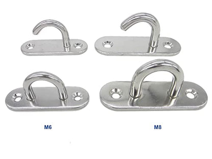 Stainless Steel Ceiling Hooks & Wall Hangers with Rings - Heavy Duty M6 Screw Mount, Rust-Proof Anchor Straps for Garage, Outdoor, Storage (4-Pack) - size: M6 With Ring