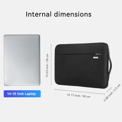 Voova Laptop Sleeve Case 14 15 Inch with Handle, 360° Protective Waterproof Slim Computer Bag Cover Compatible with MacBook Air 15 M2/M3/M4 2024-2025, MacBook Pro 14/15, Hp Chromebook 14, Black - color: Black, size: 14-15 Inch