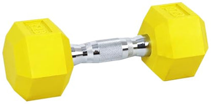 Rubber Encased Hex Weights Dumbbells Set of 5 – 50 lb Pair | Cast Iron Hand Weights with Anti-Slip Grip for Home Gym Strength Training - size: 15 lbs Pair