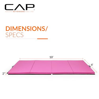 CAP Barbell All Purpose Folding Anti Tear Exercise Training Aerobic Fitness Gym & Gymnastics Balance Mat | Multiple colors - color: Pink, style: 10' x 4' x 2.0" Thick