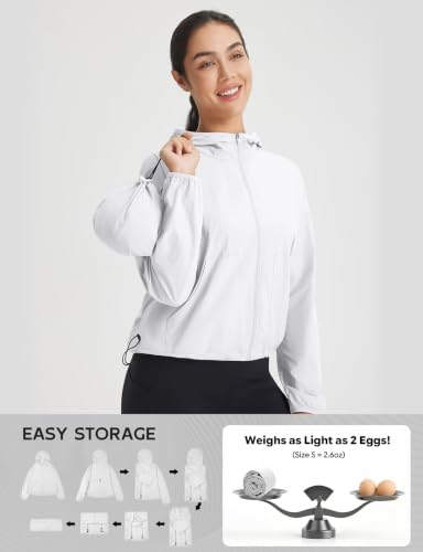 baleaf Women's Lightweight Sun Jackets Long Sleeve Packable - color: White, size: X-Large