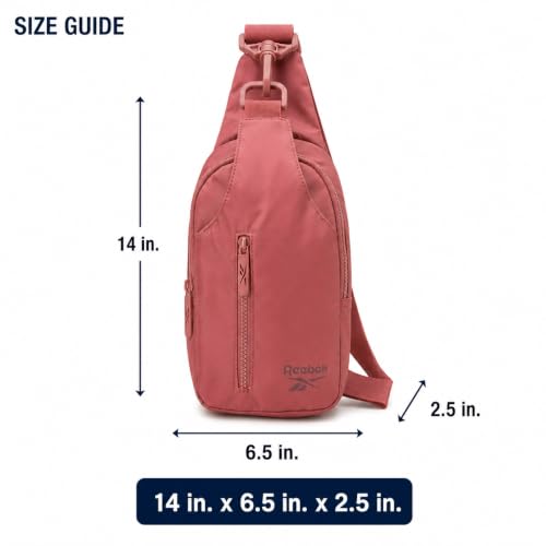 Reebok Unisex Crossbody Bag - Convertible Compact Durable Cross Body Bag for Women and Men - Gym and Travel Essentials, Size One Size, Berry Rose - color: Berry Rose